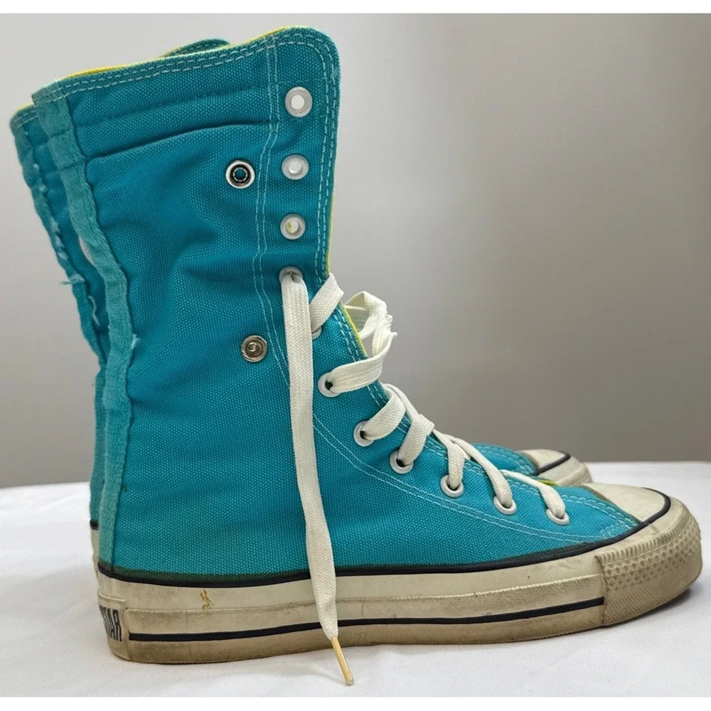 Vintage 80s Converse Chuck Taylor NeeHi Extra High Top Teal Men 5 Women 7 READ